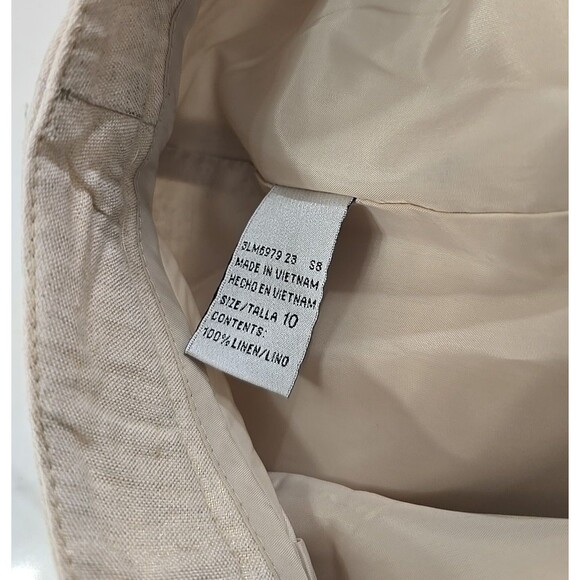 Harve Benard Tan Shimmer Linen Straight Leg Dress Pants Womens 10 Holiday Lined - Picture 8 of 11